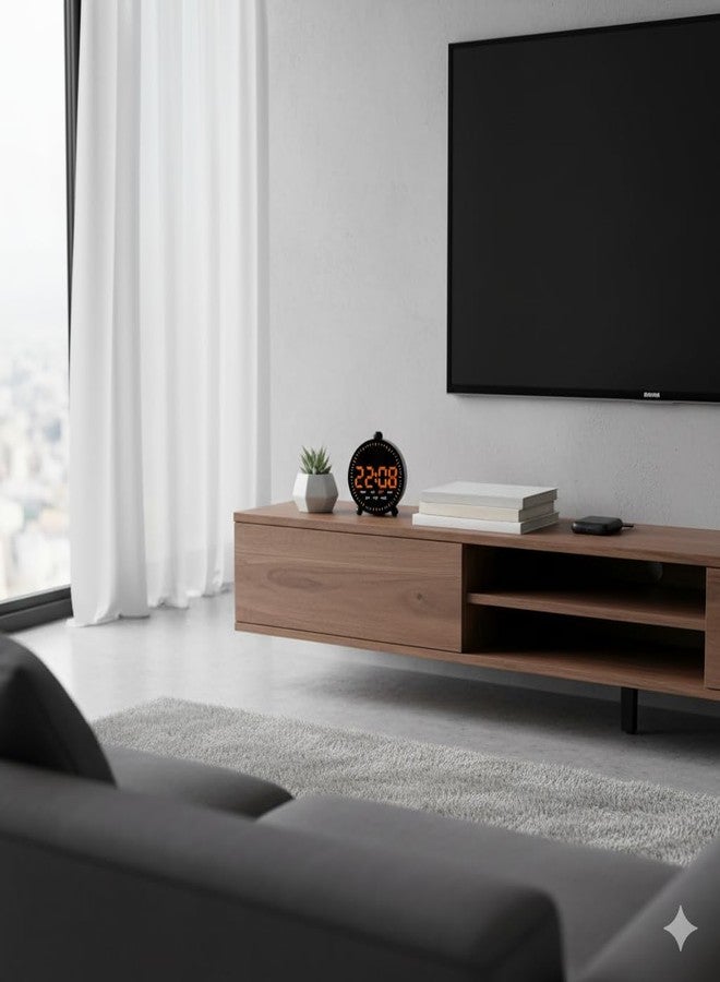 نيام ساعة طاولة رقمية بلاستيكية من نيام تعمل بمنفذ USB للمنزل والمكتب (أسود RD9013) - Image 3